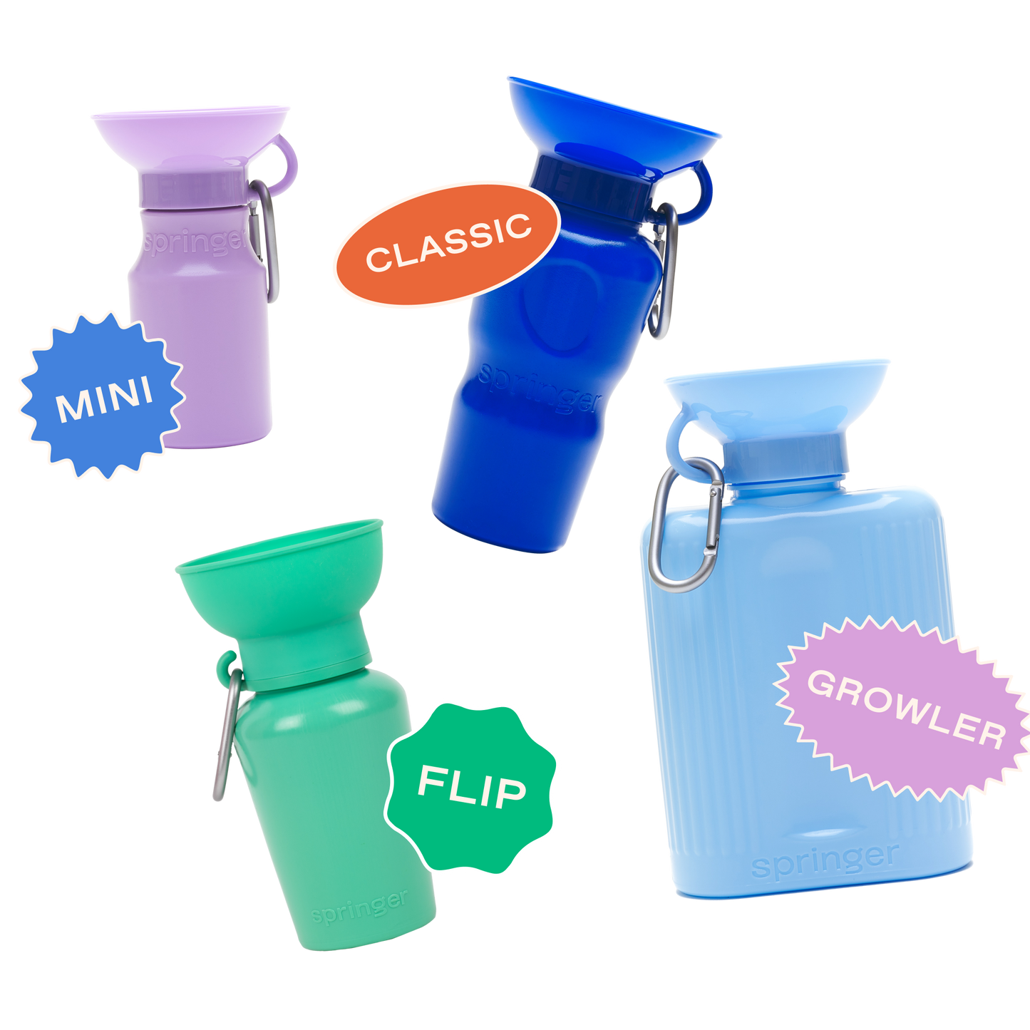 Dog Travel Water Bottle, 20oz, Flip Silicone: Sky Blue