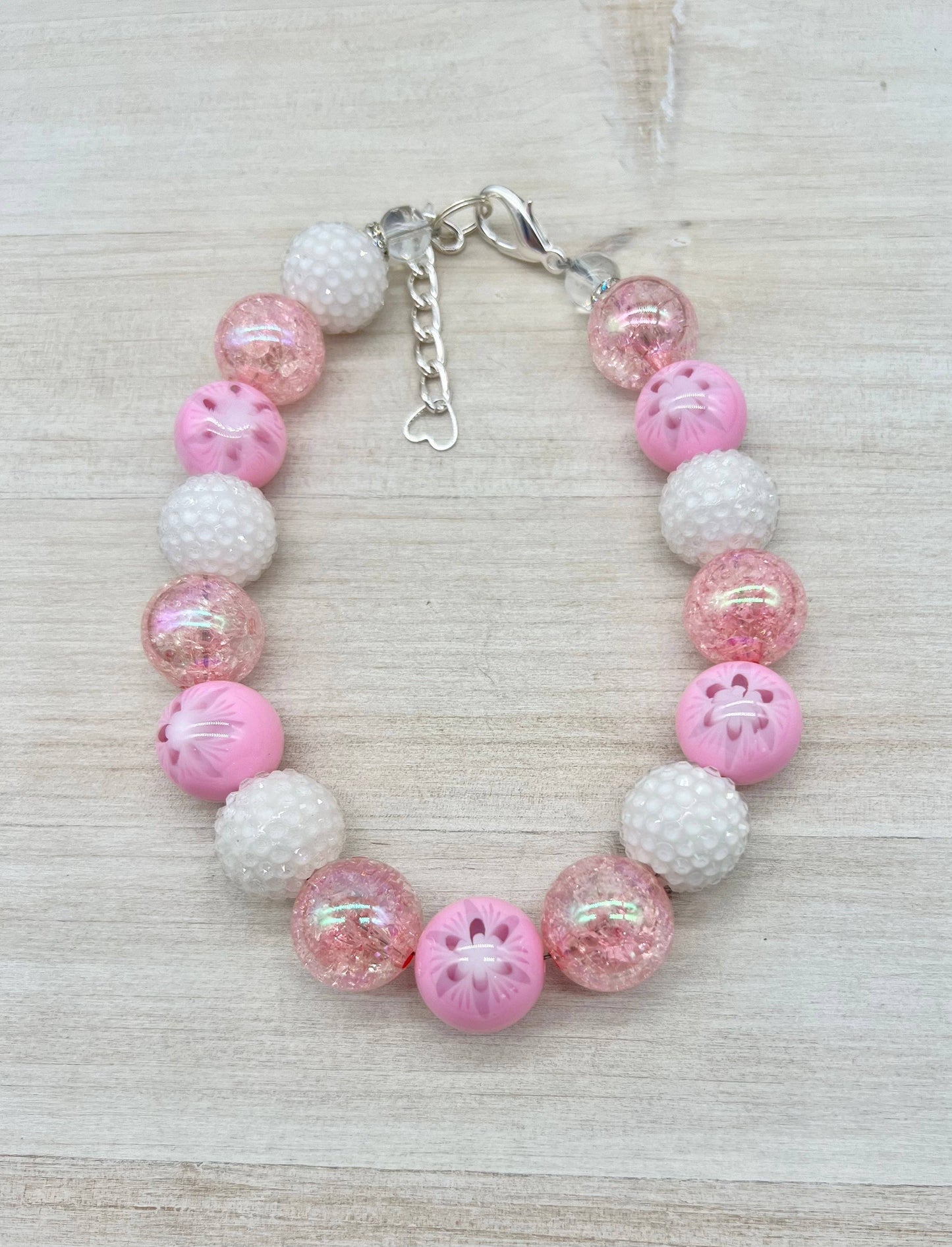 My Trendy Little Pup - Spring Flower with White Jelly Rhinestone: 8" / Clasp w/2" extender chain