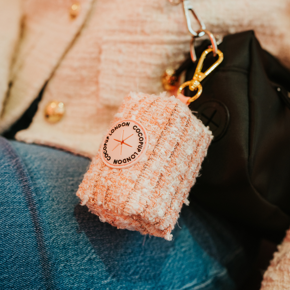 Cocopup London - Pink Textured Tweed Poop Bag Holder