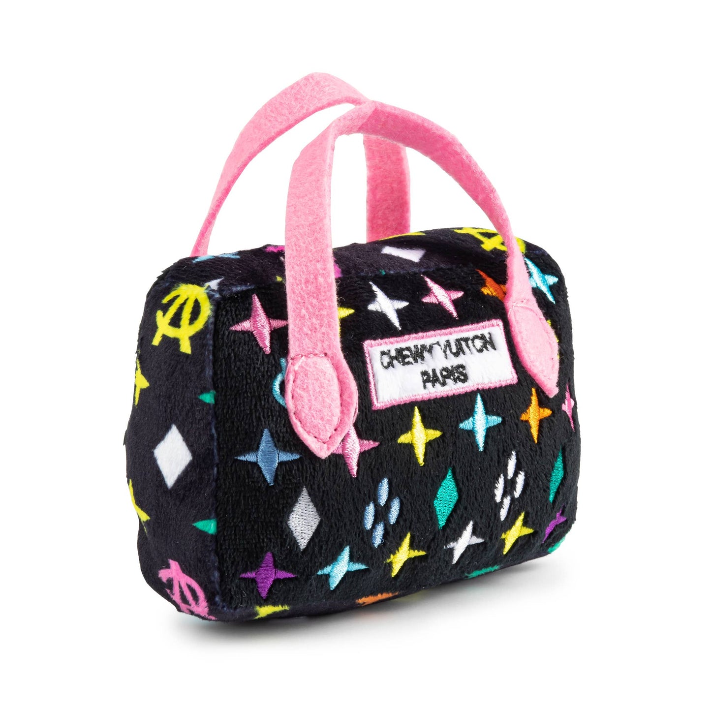 Haute Diggity Dog - Black Monogram Chewy Vuiton Handbag Squeaker Dog Toy: Large