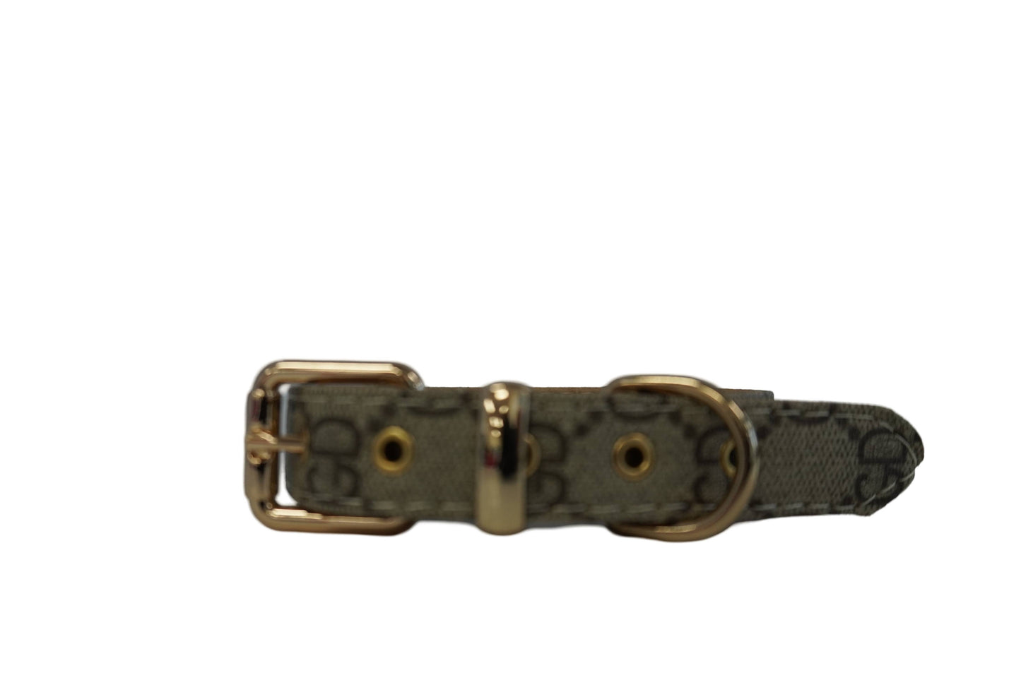 Poochi Monogram Brown Luxury Dog Collar: Small
