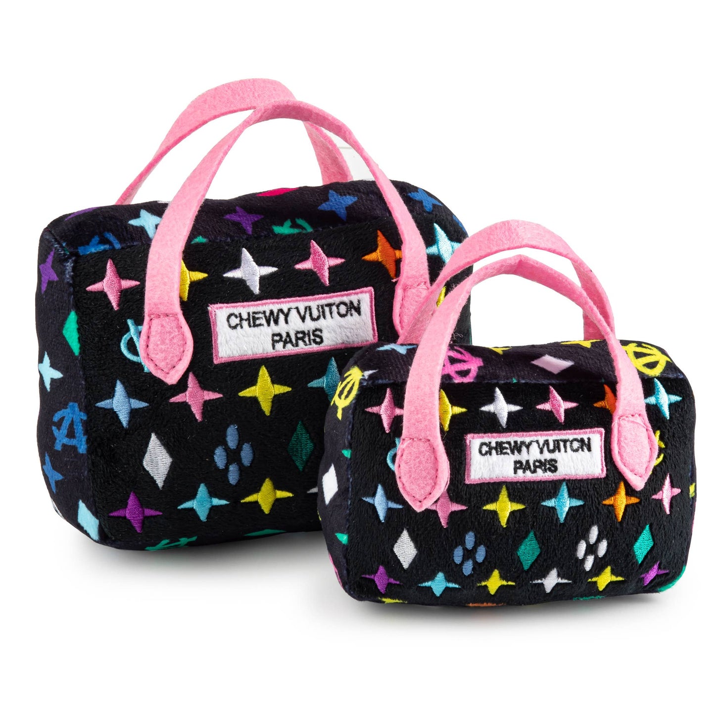 Haute Diggity Dog - Black Monogram Chewy Vuiton Handbag Squeaker Dog Toy: Large