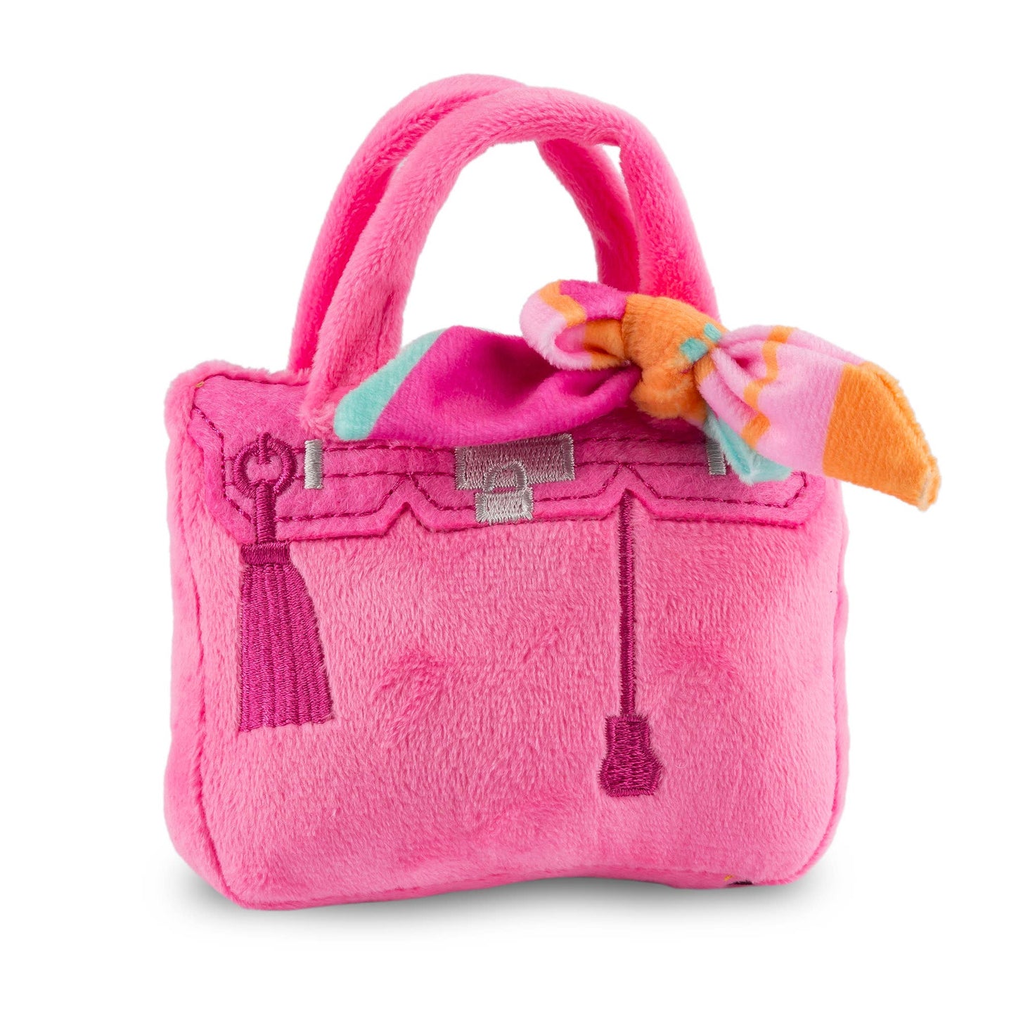 Haute Diggity Dog - Barkin Bag - *CHIC DOGGIE* Pink w/ Scarf Squeaker Dog Toy: Large