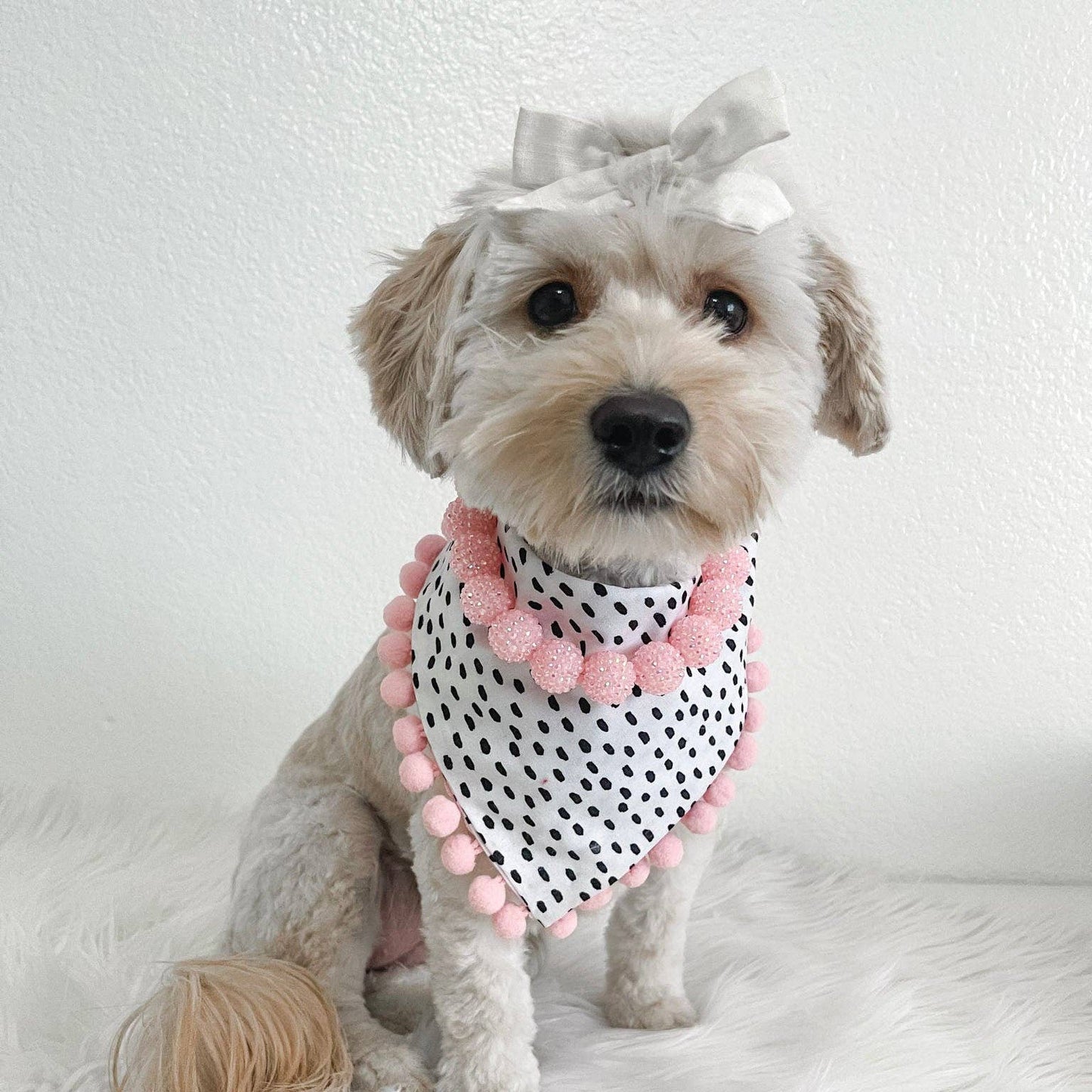 RHINESTONE BABY PINK DOG NECKLACE: 13 inches