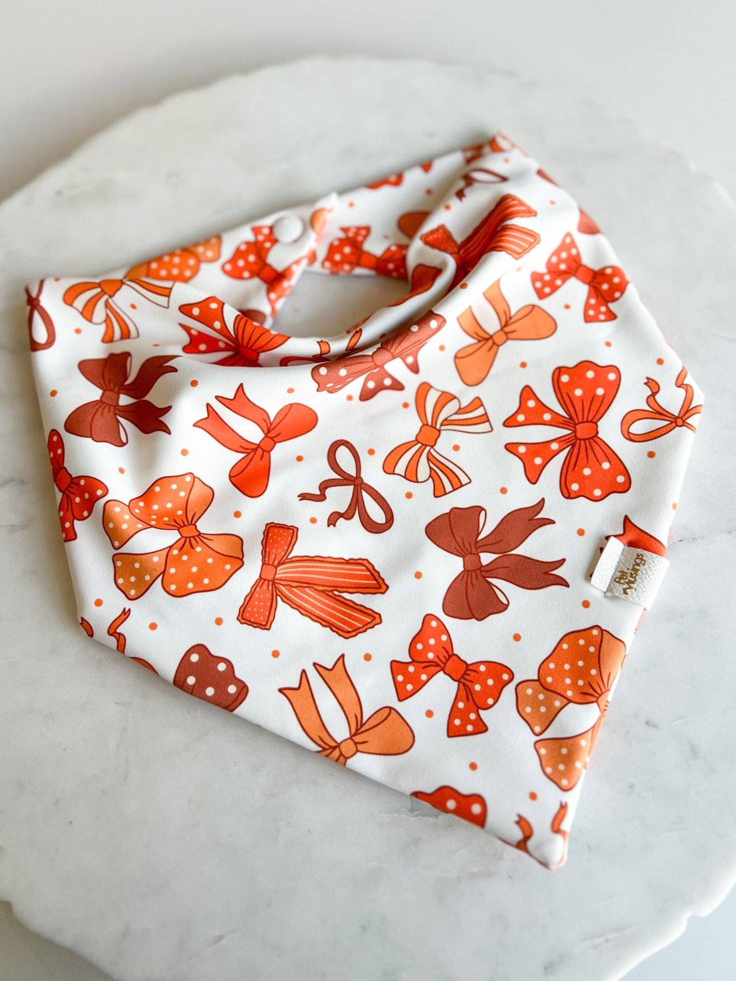 Orange Bows Wrinkle Resistant Bandana: Medium/large