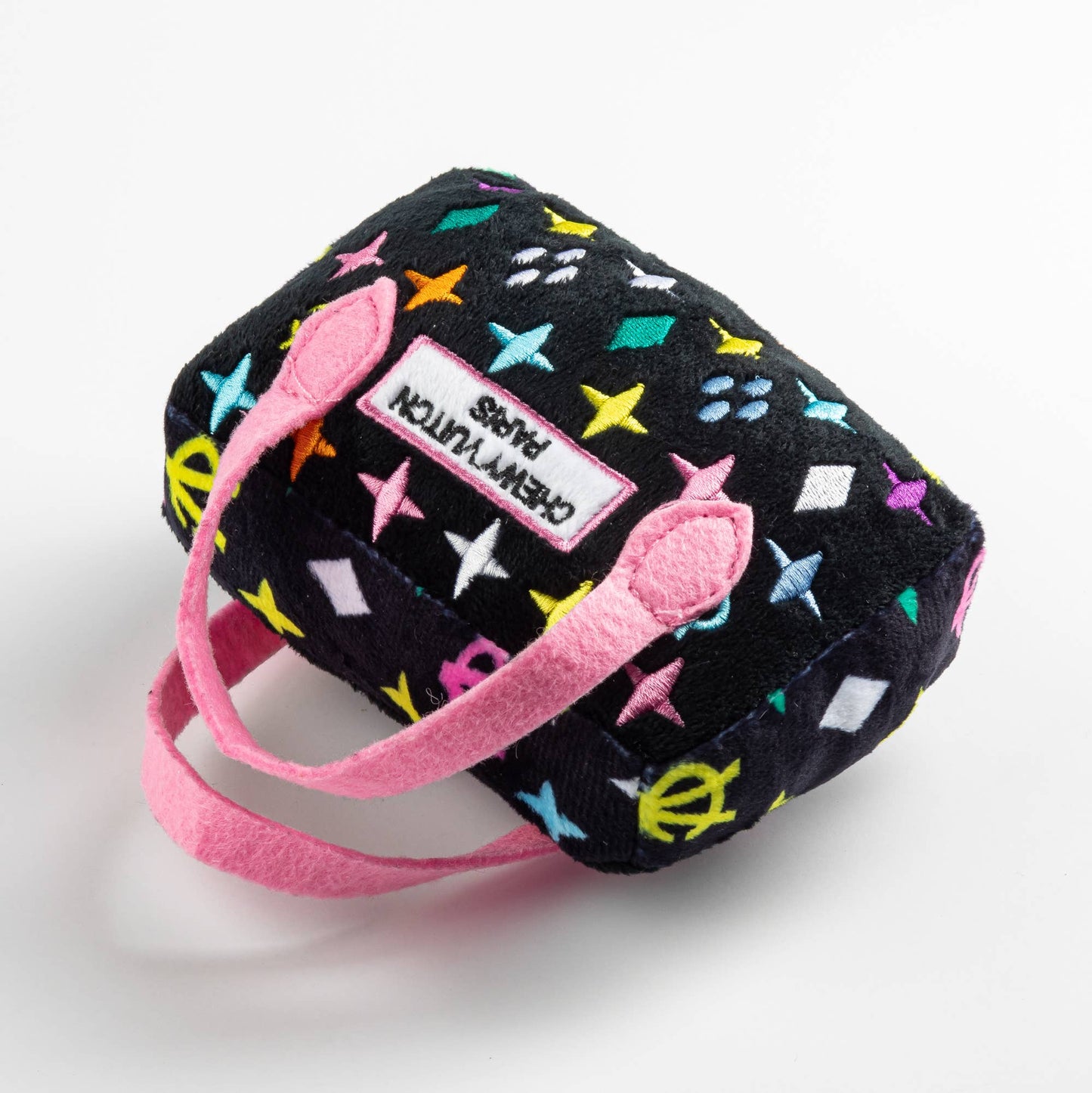 Haute Diggity Dog - Black Monogram Chewy Vuiton Handbag Squeaker Dog Toy: Large