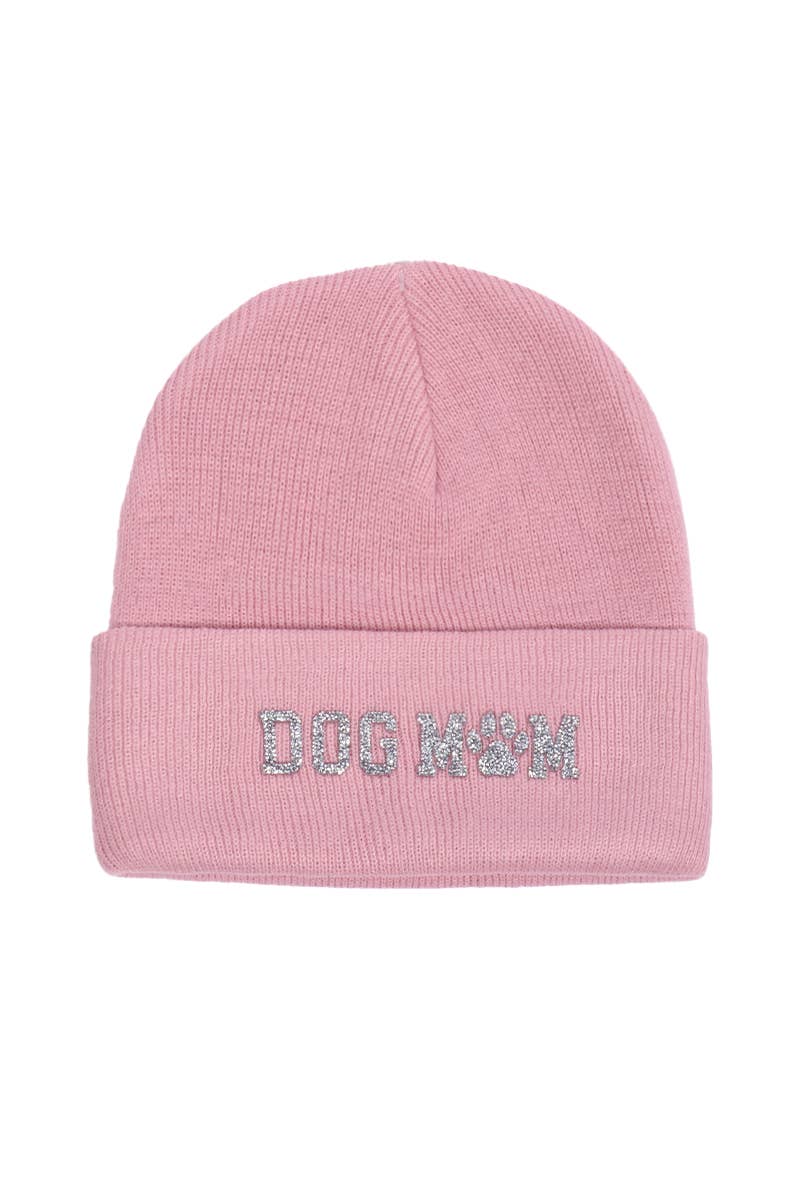 David And Young - Bling Dog Mom Patch Beanie: Black