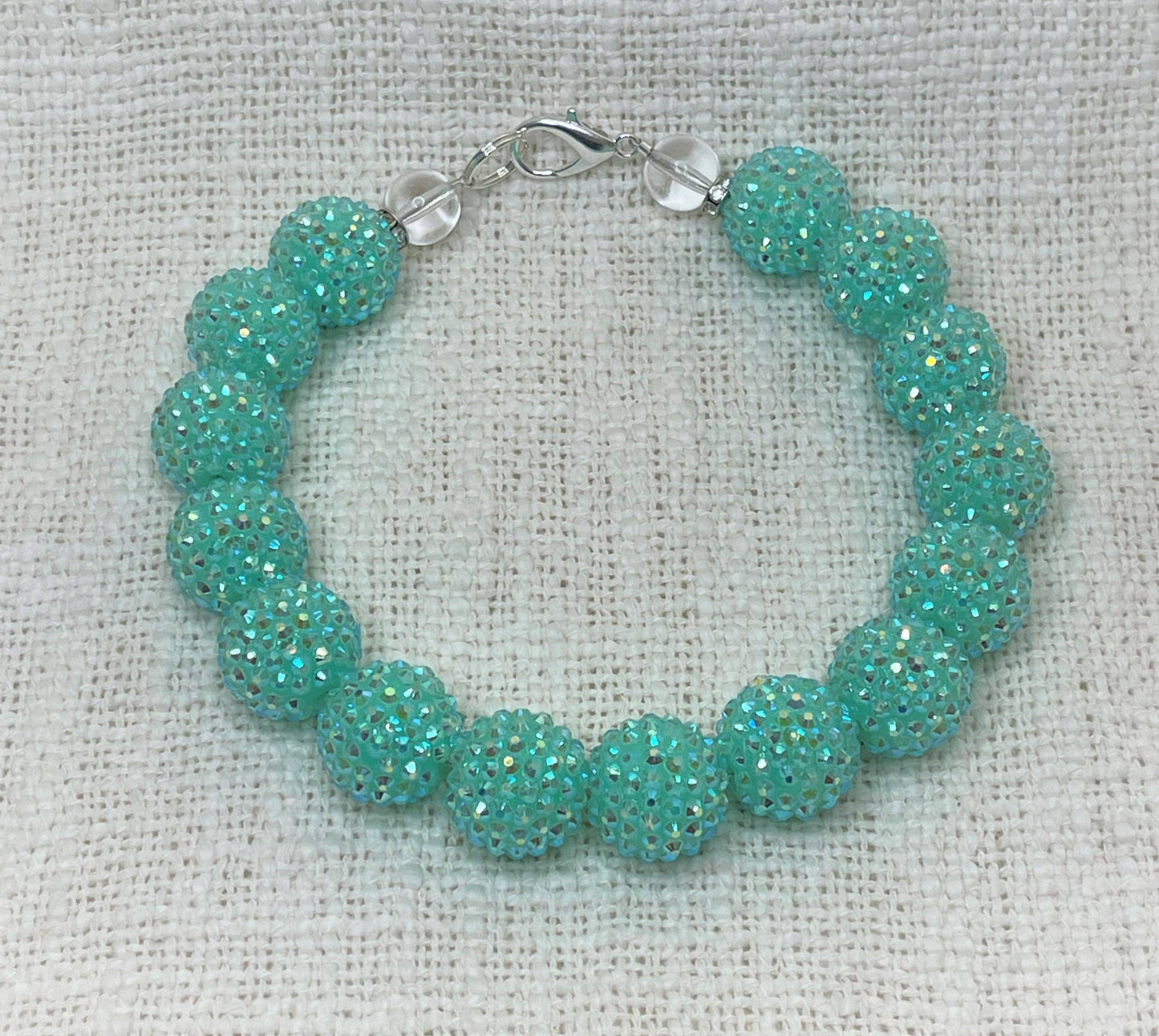 RHINESTONE WAG N' TEAL DOG NECKLACE: 12 inches