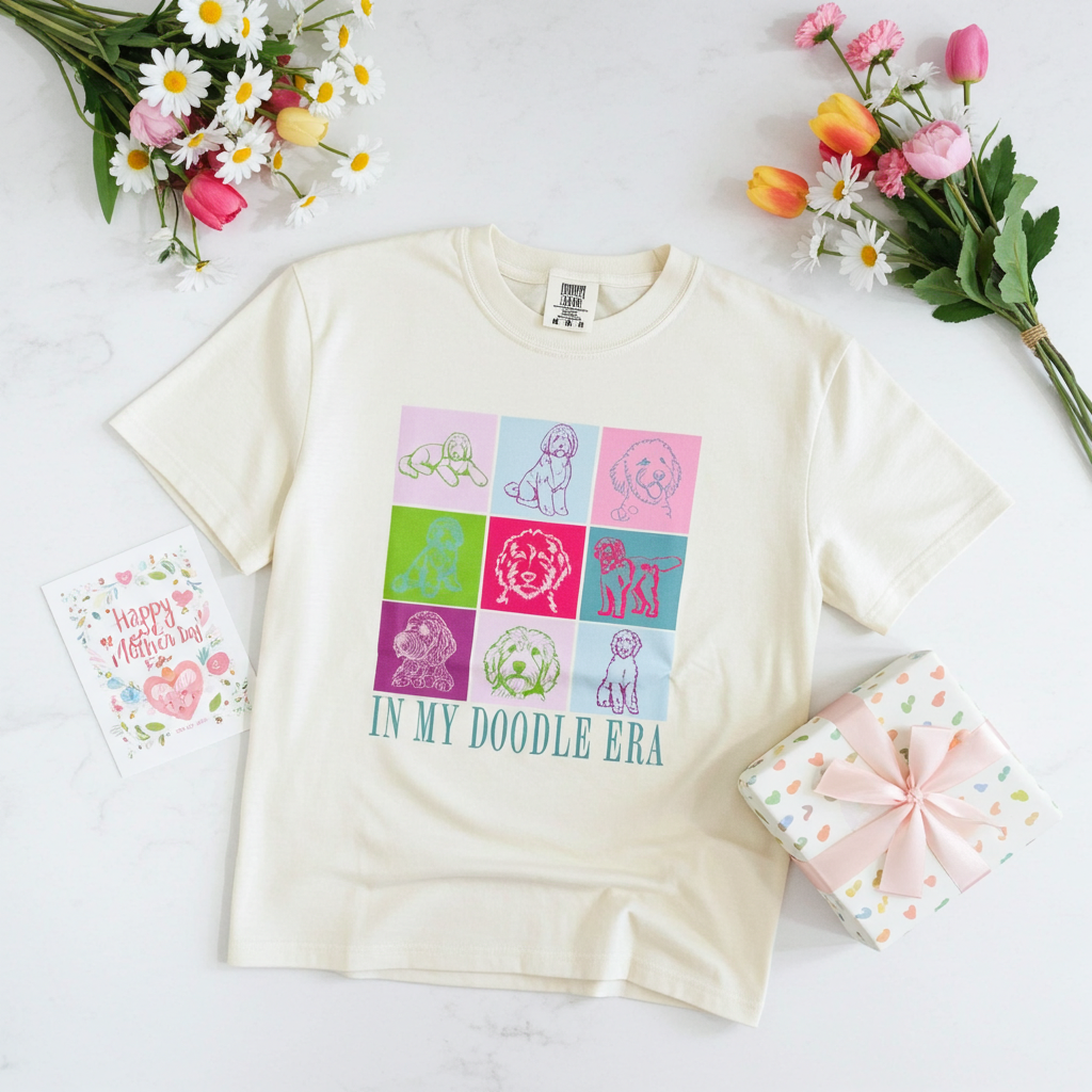 In My doodle Era Block Tee: IVORY / SM