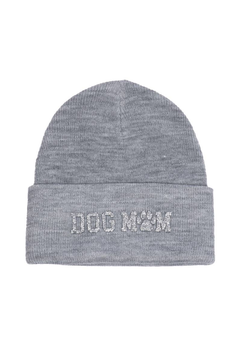 David And Young - Bling Dog Mom Patch Beanie: Black