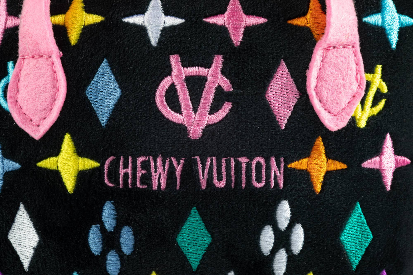 Haute Diggity Dog - Black Monogram Chewy Vuiton Handbag Squeaker Dog Toy: Large
