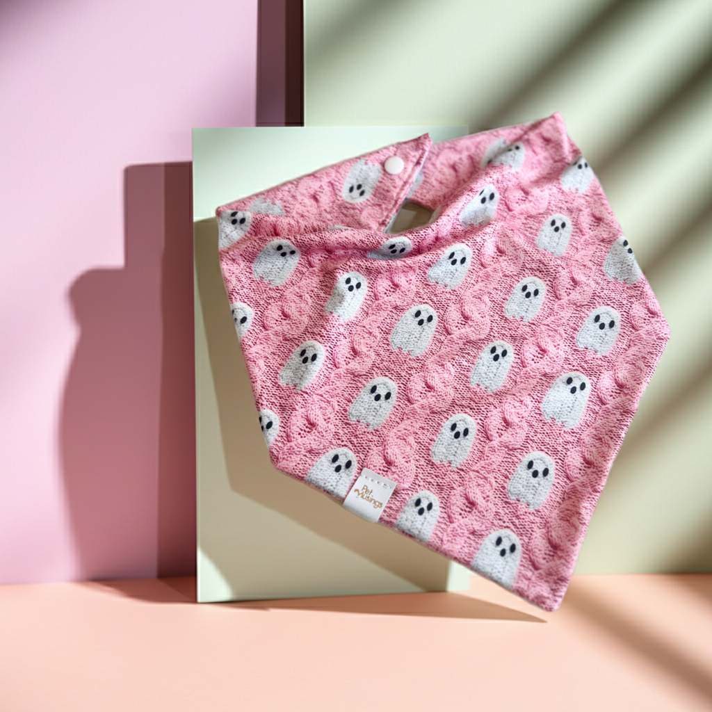 Pink Ghosts Bandana: Medium/large