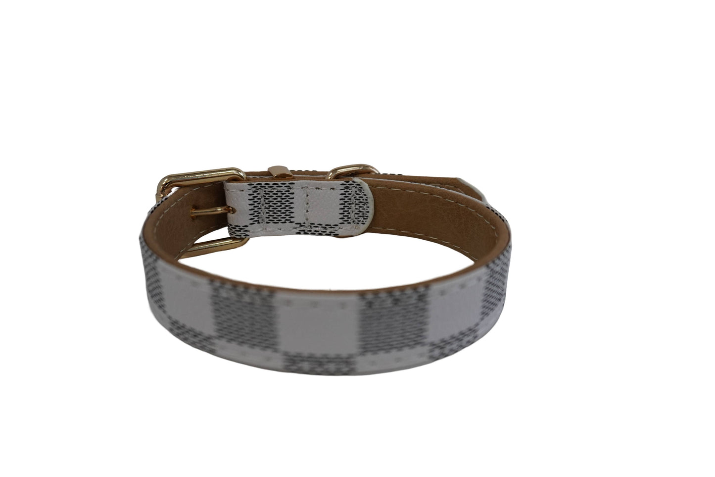 Chewy Vuitton Checker Luxury Collar: Small