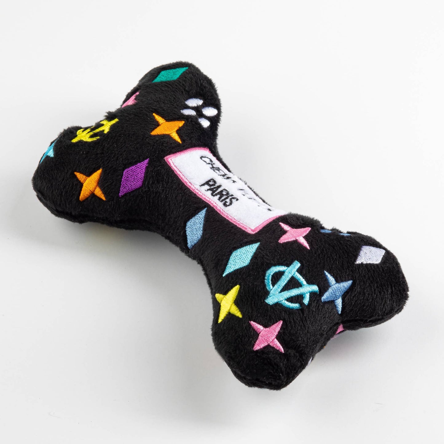 Haute Diggity Dog - Black Monogram Chewy Vuiton Bone Squeaker Dog Toy: Small / Mini