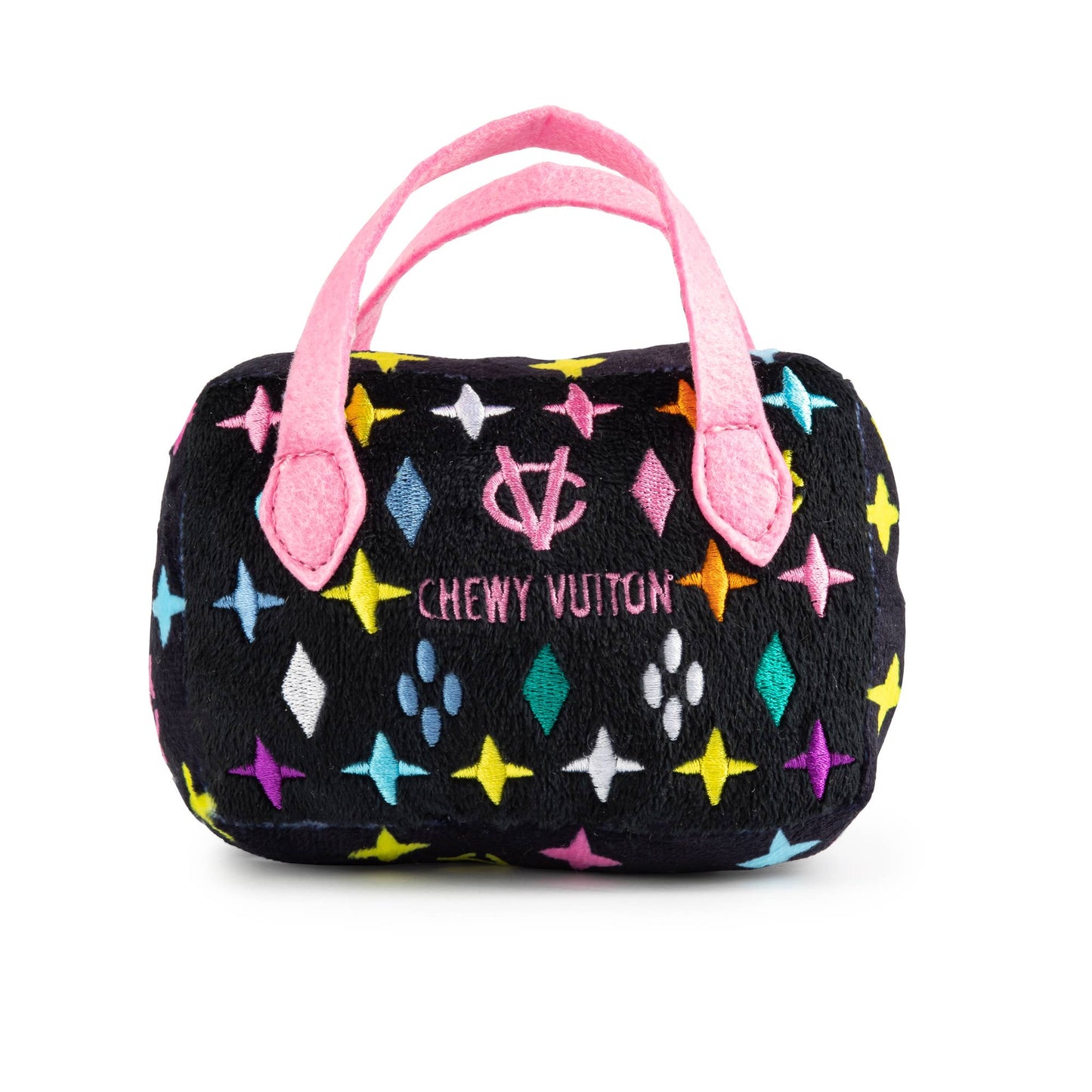 Haute Diggity Dog - Black Monogram Chewy Vuiton Handbag Squeaker Dog Toy: Large