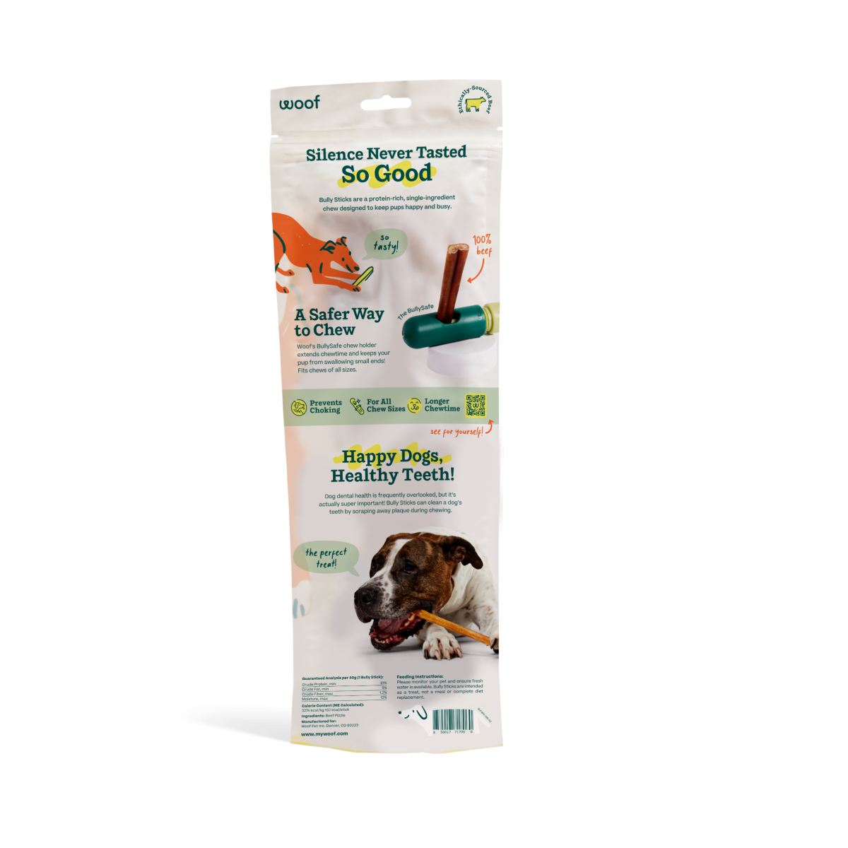 Woof - BullySafe Chews - BullySticks: Beef / 6-inch 5 pack