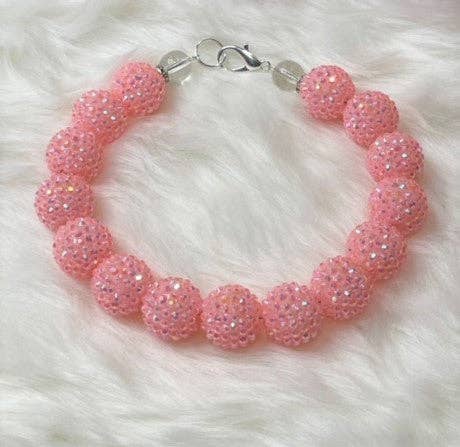 My Trendy Little Pup - RHINESTONE BABY PINK DOG NECKLACE: 11 inches