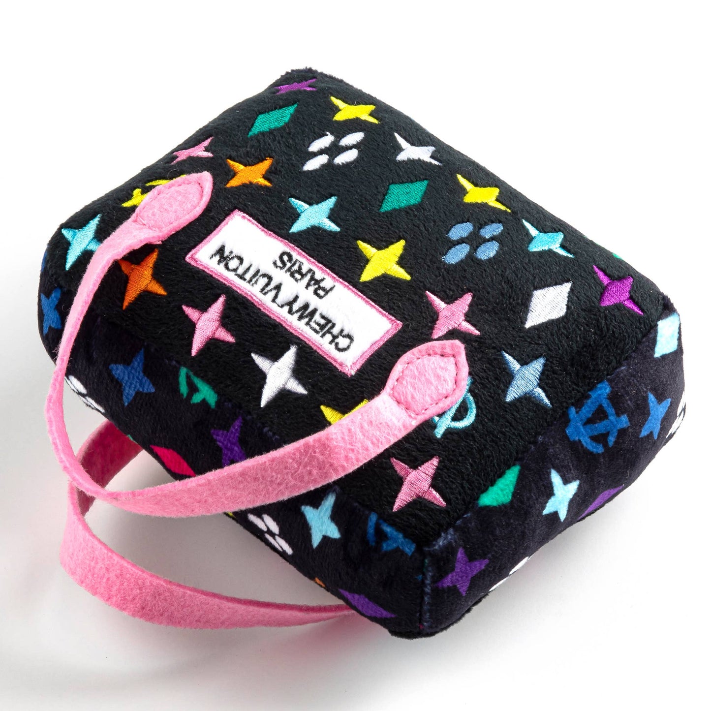 Haute Diggity Dog - Black Monogram Chewy Vuiton Handbag Squeaker Dog Toy: Large
