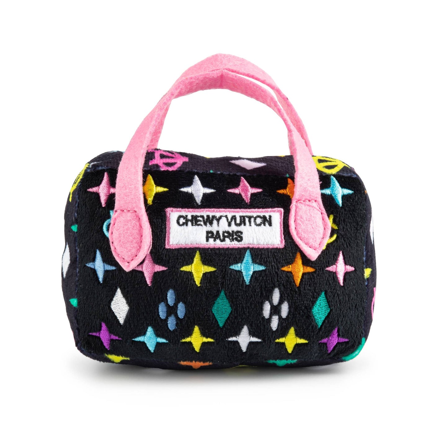 Haute Diggity Dog - Black Monogram Chewy Vuiton Handbag Squeaker Dog Toy: Large