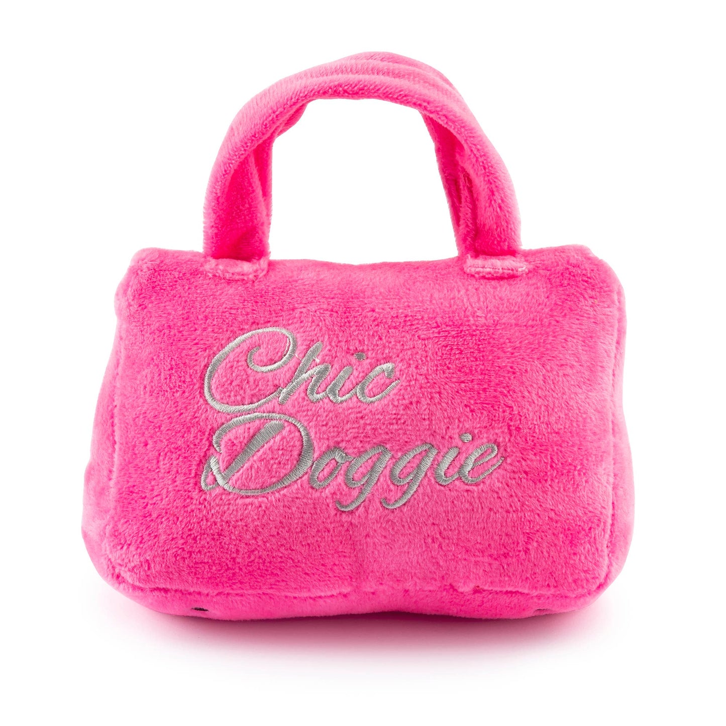 Haute Diggity Dog - Barkin Bag - *CHIC DOGGIE* Pink w/ Scarf Squeaker Dog Toy: Large