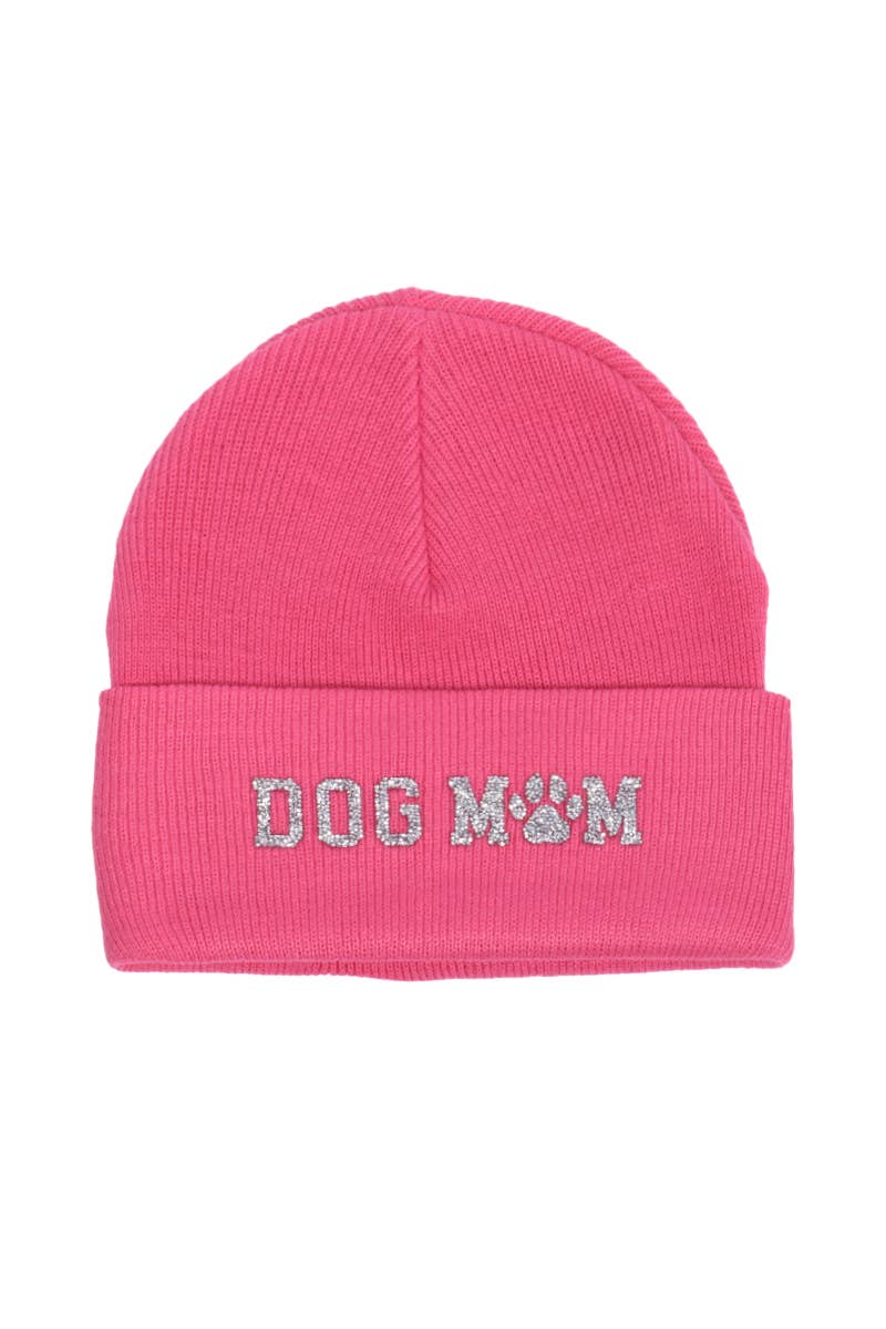 David And Young - Bling Dog Mom Patch Beanie: Black