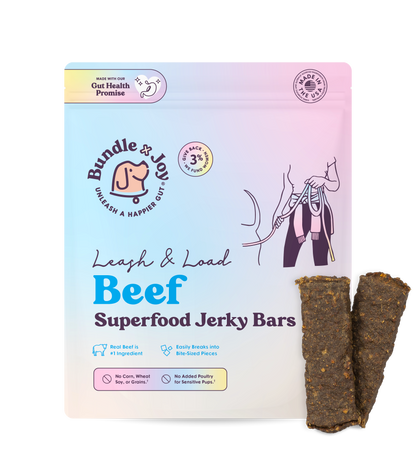 Bundle x Joy - Leash & Load Beef Superfood Jerky Bars for Dogs 16oz: 16oz