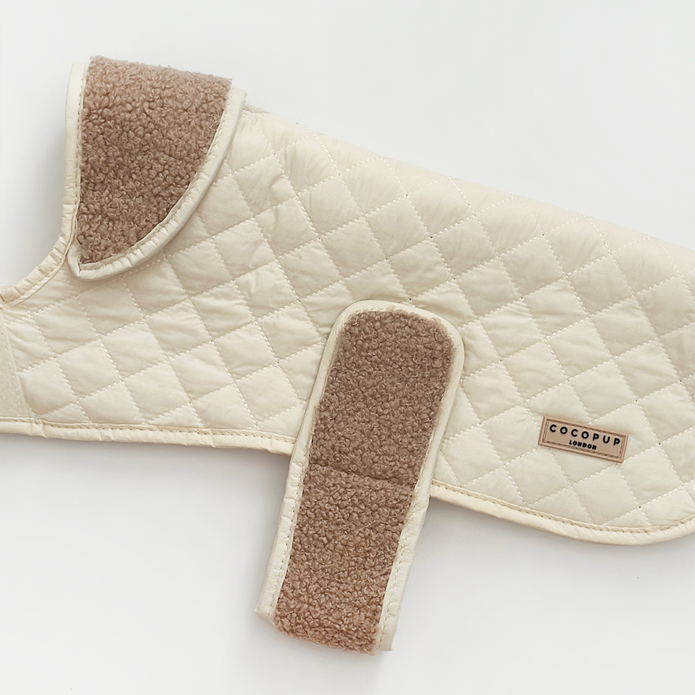 Cocopup London - LUXE Quilted Dog Coat - Creamy Chai: Medium