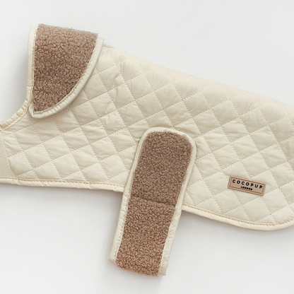 Cocopup London - LUXE Quilted Dog Coat - Creamy Chai: Medium