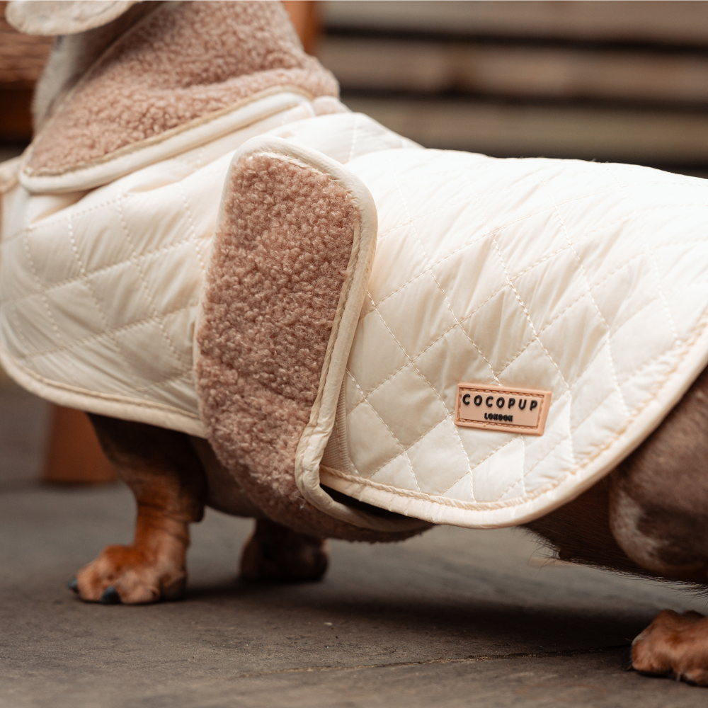Cocopup London - LUXE Quilted Dog Coat - Creamy Chai: Small