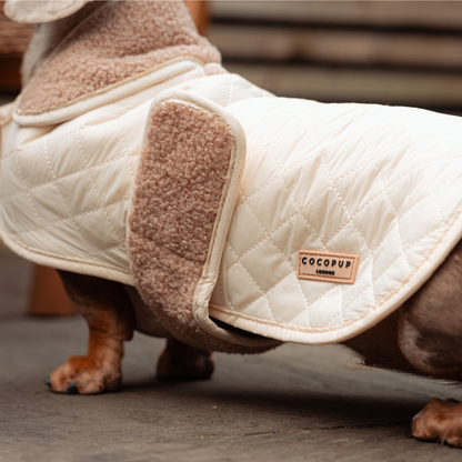 Cocopup London - LUXE Quilted Dog Coat - Creamy Chai: Small