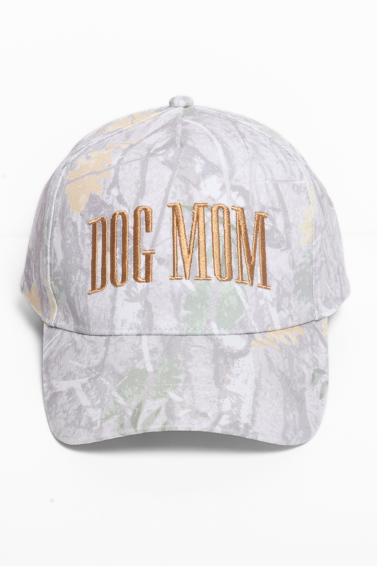 David And Young - DOG MOM embroidery Camo Print 5 Panel Baseball Cap: Beige Camo