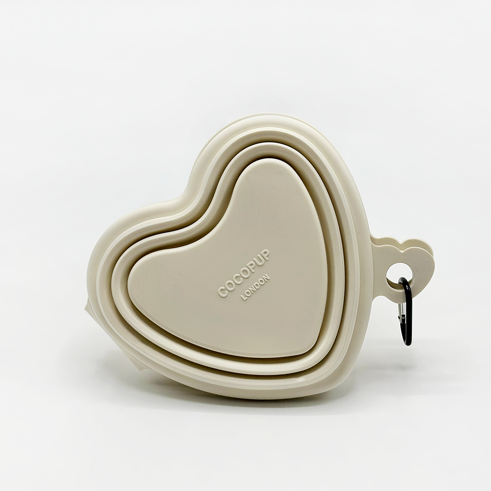 Cocopup London - Heart Collapsible Bowl - Cream