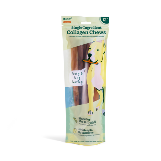 Woof - BullySafe Chews - Pure Collagen: Beef / 12-inch 5 pack