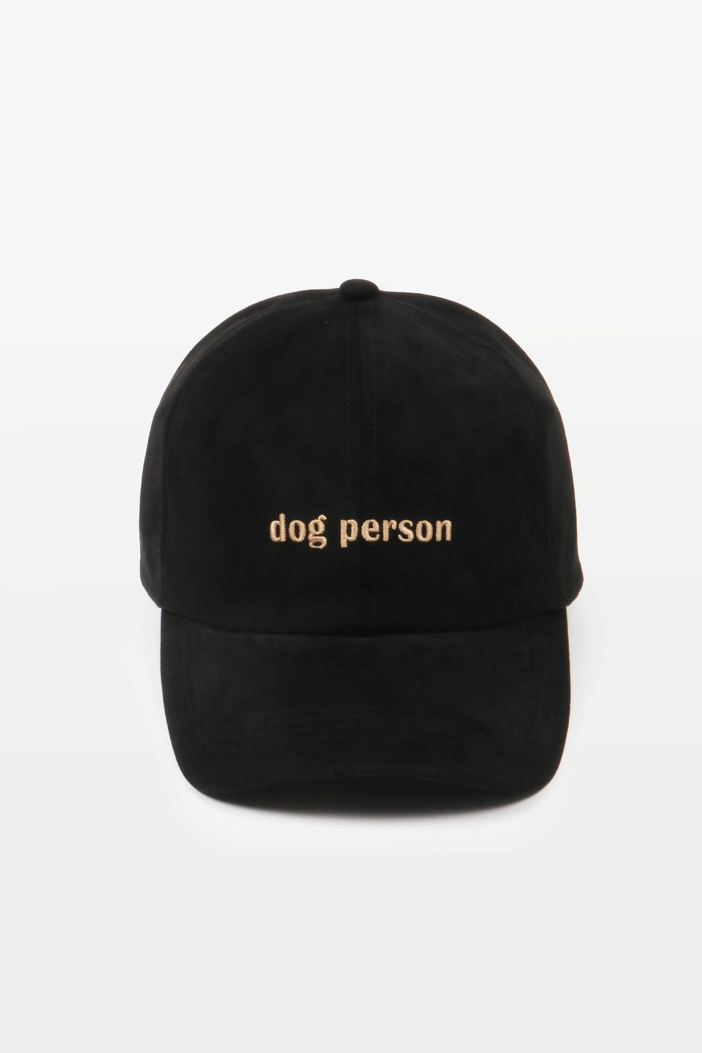David And Young - DOG PERSON Embroidery in Suede Fall Winter Baseball Cap: Black