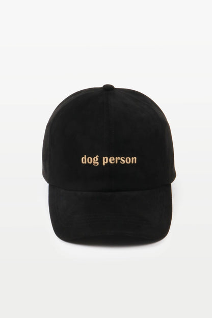 David And Young - DOG PERSON Embroidery in Suede Fall Winter Baseball Cap: Black
