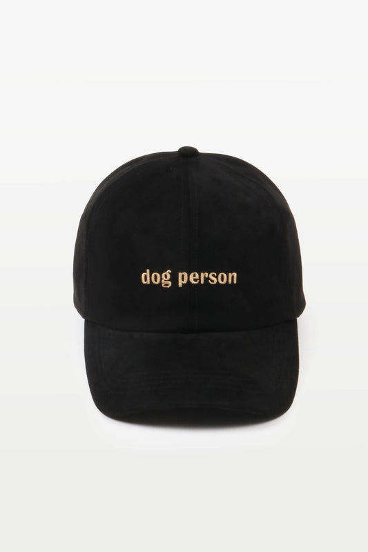 David And Young - DOG PERSON Embroidery in Suede Fall Winter Baseball Cap: Black