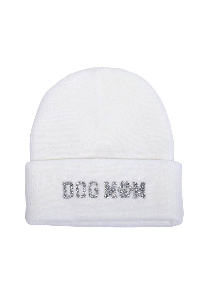 David And Young - Bling Dog Mom Patch Beanie: Black