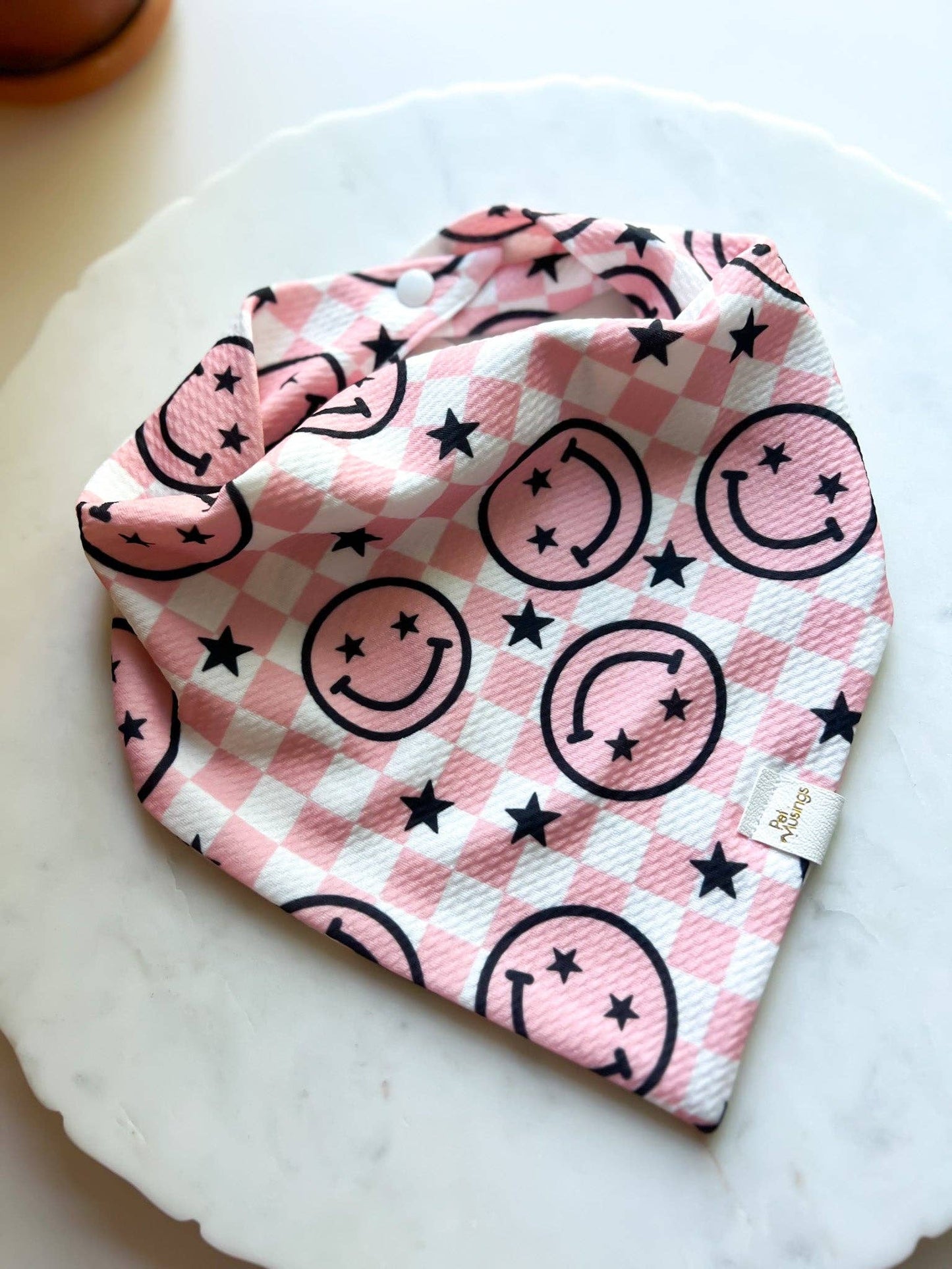 Pet Musings - Choose Happy Pink Wrinkle Resistant Bandana: Small