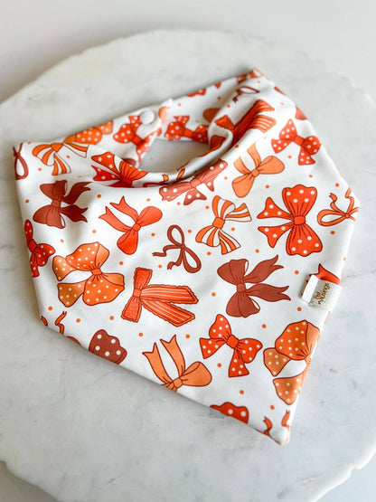 Orange Bows Wrinkle Resistant Bandana: Medium/large