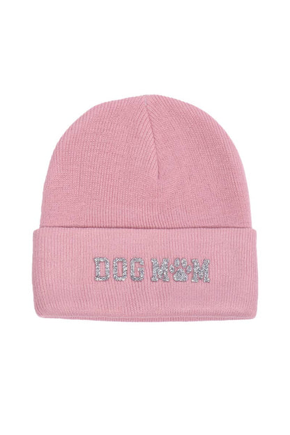 David And Young - Bling Dog Mom Patch Beanie: Black