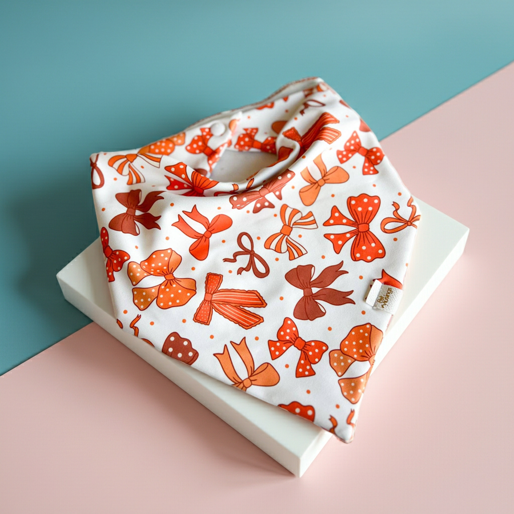 Orange Bows Wrinkle Resistant Bandana: Small