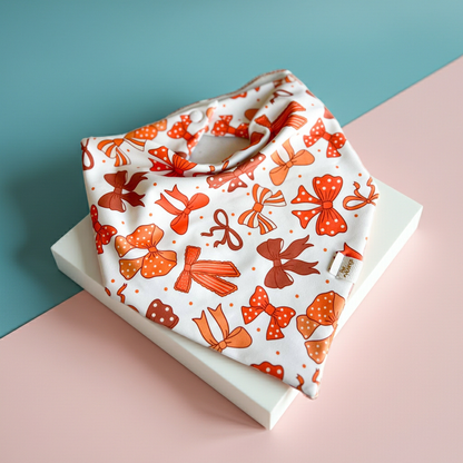 Orange Bows Wrinkle Resistant Bandana: Small