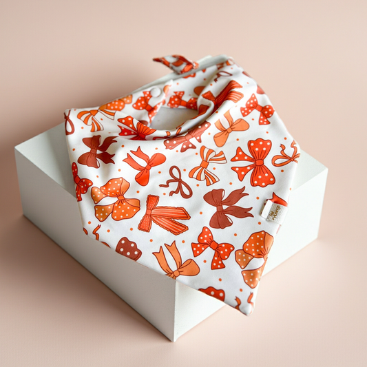 Orange Bows Wrinkle Resistant Bandana: Small