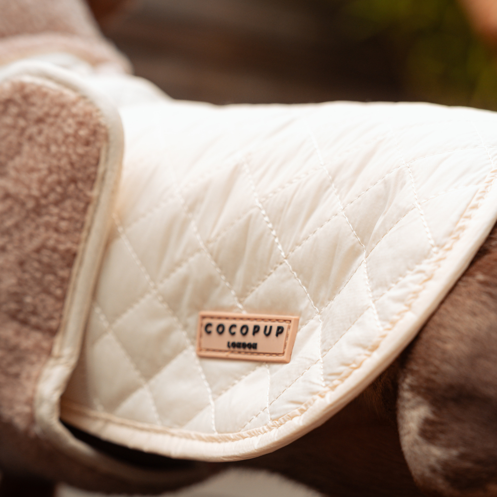 Cocopup London - LUXE Quilted Dog Coat - Creamy Chai: Medium