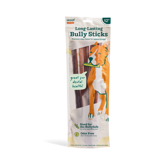Woof - BullySafe Chews - BullySticks: Beef / 12-inch 5 pack