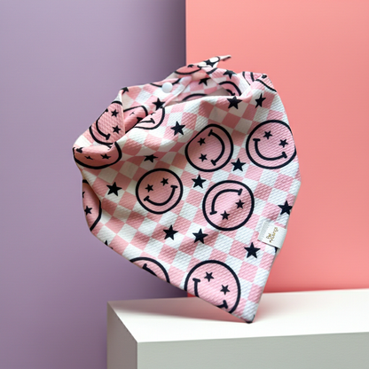 Choose Happy Pink Wrinkle Resistant Bandana: Medium/large