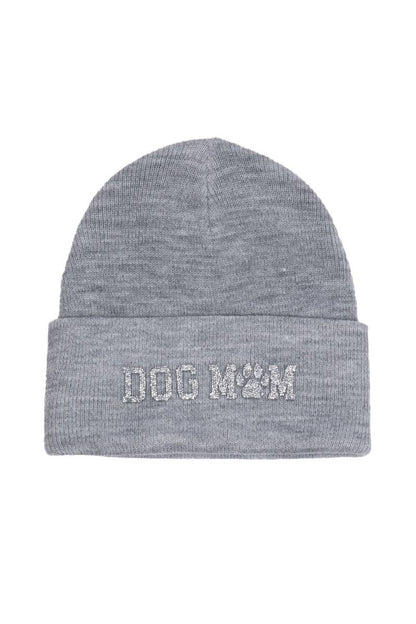 David And Young - Bling Dog Mom Patch Beanie: Black