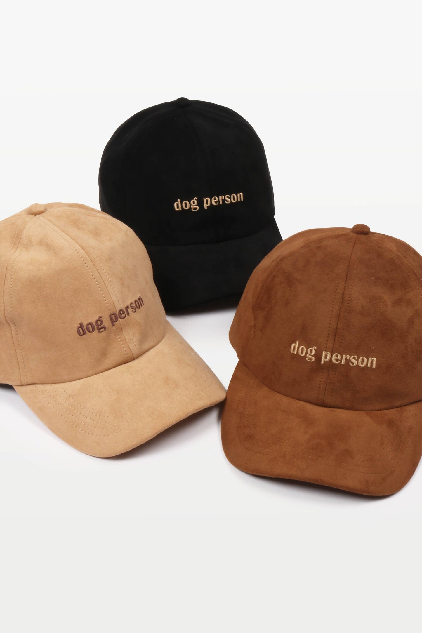 David And Young - DOG PERSON Embroidery in Suede Fall Winter Baseball Cap: Black
