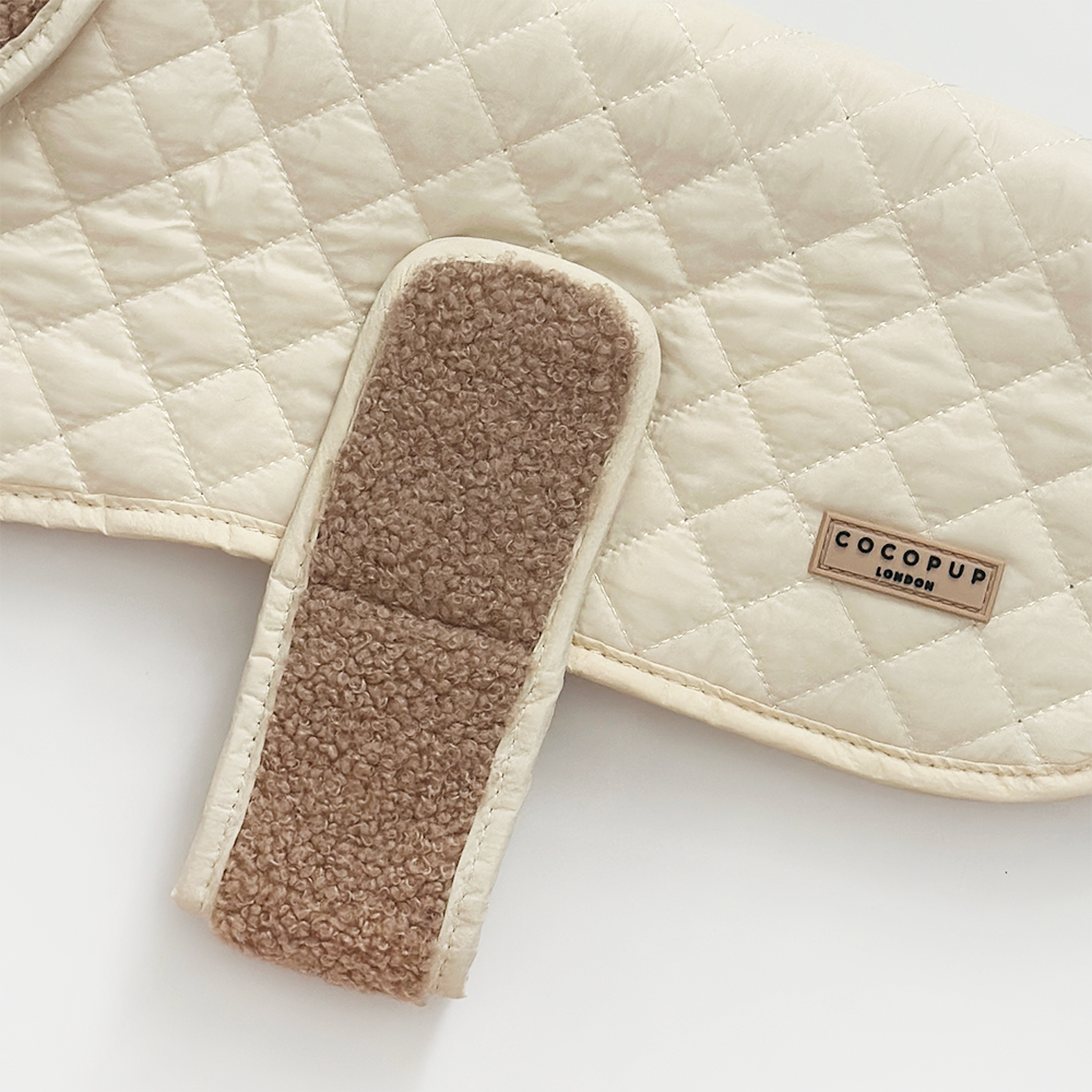 Cocopup London - LUXE Quilted Dog Coat - Creamy Chai: Medium