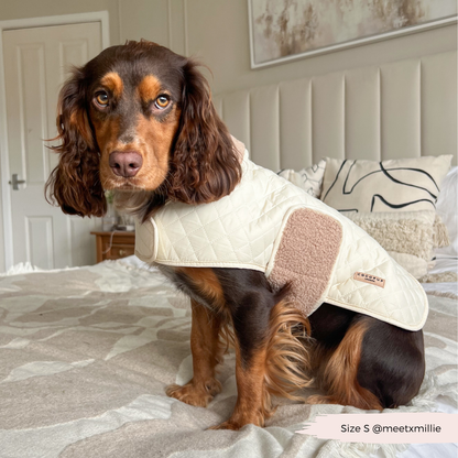 Cocopup London - LUXE Quilted Dog Coat - Creamy Chai: Small